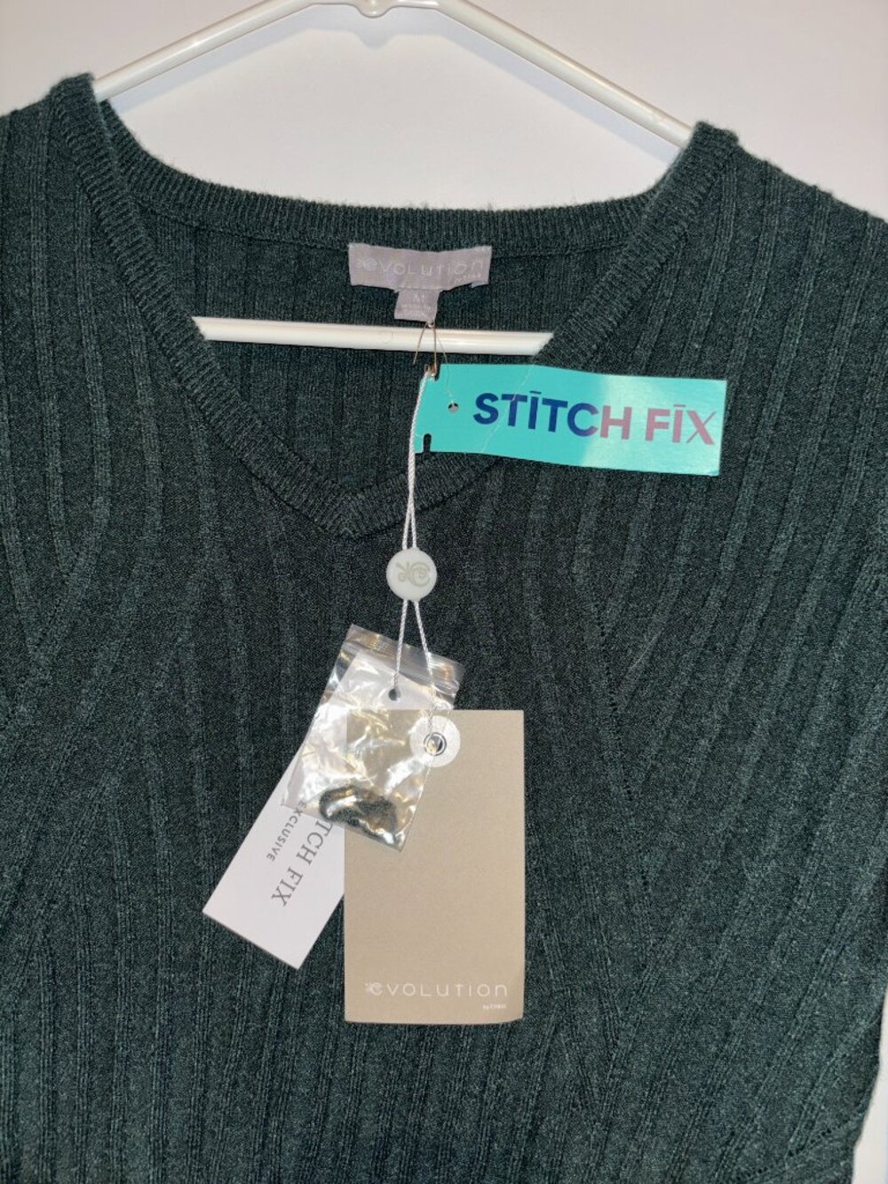 Evolution Hunter Green V-Neck Ribbed Pullover - Picture 4 of 4
